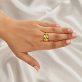 Vintage Inspired Interlock Ring – Thick Gold Plated Brass Braided Band