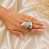 Terra Silhouette Cocktail Ring – Gold Plated Agate Shield Statement Ring