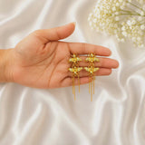 Product Title: Honeyveil Dangle Earrings – Gold Plated Twin Bee Tassel Chandelier Earrings