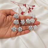 Meadow Cascade Earrings – Silver Plated Textured Botanical Chandelier Drops
