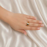 Retro Yin Yang Gilded Signet – Adjustable Enamel Brass Ring
