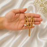 Abstract Sculptural Pearl Earrings – Gold Plated Fluid Asymmetric Tassel Drops